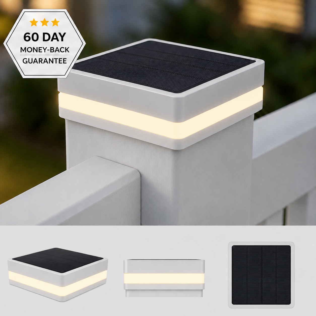EverGlow® Premium Solar Vinyl Fence Post Light