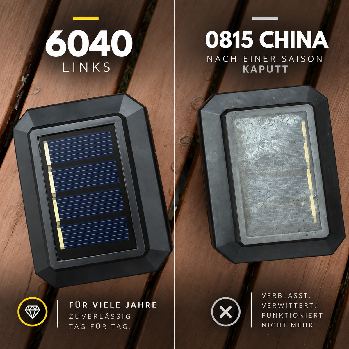 6040 Solar Zaunleuchte LED - 60X40mm