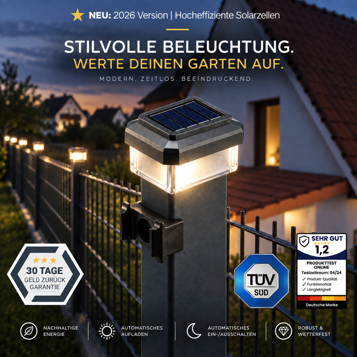 6040 Solar Zaunleuchte LED - 60X40mm